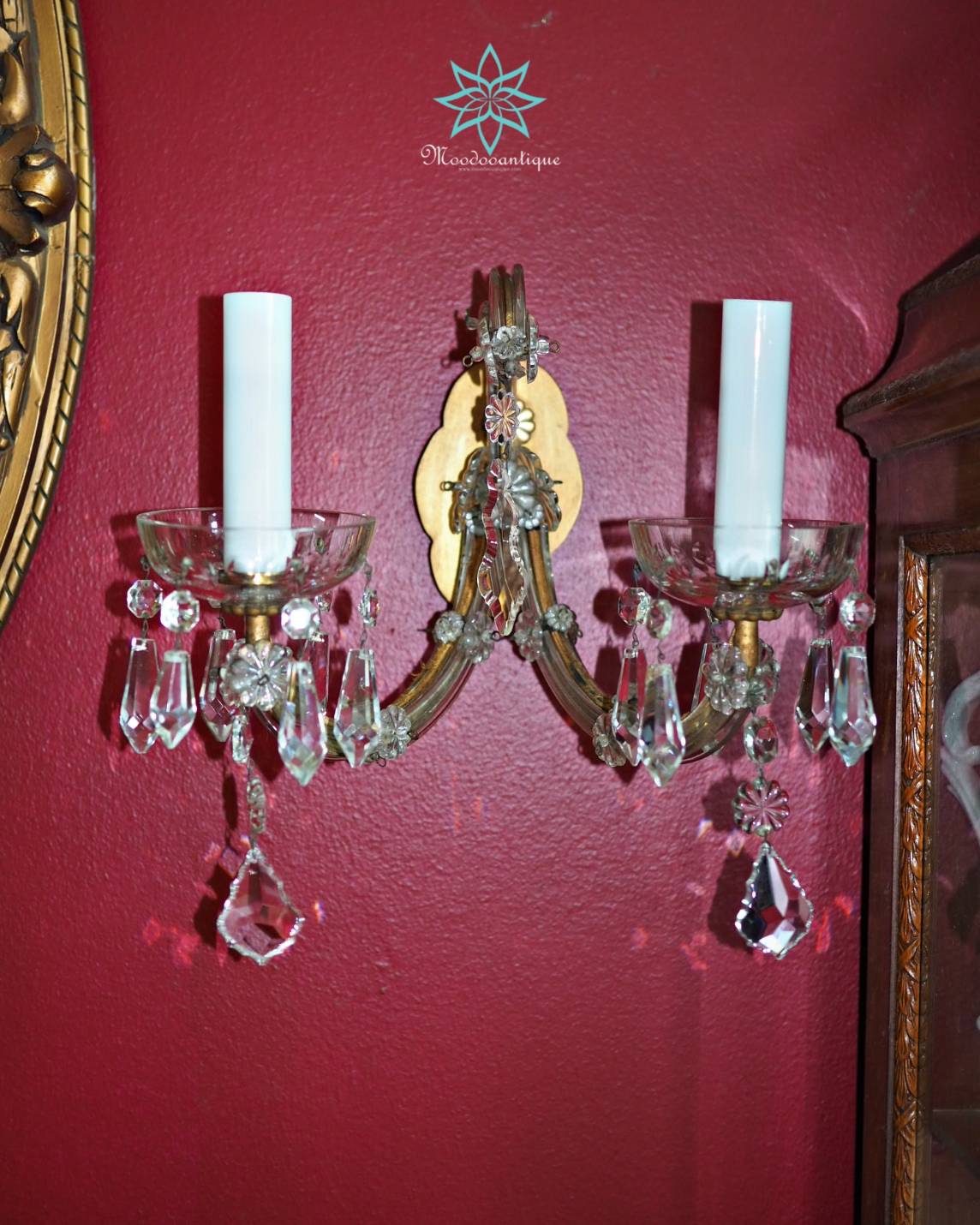 Pair Antique Glass wall sconce
