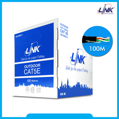 Link สายแลน US-9045-1 CAT 5E (ภายนอกอาคาร) ยาว 100M. สีดำ