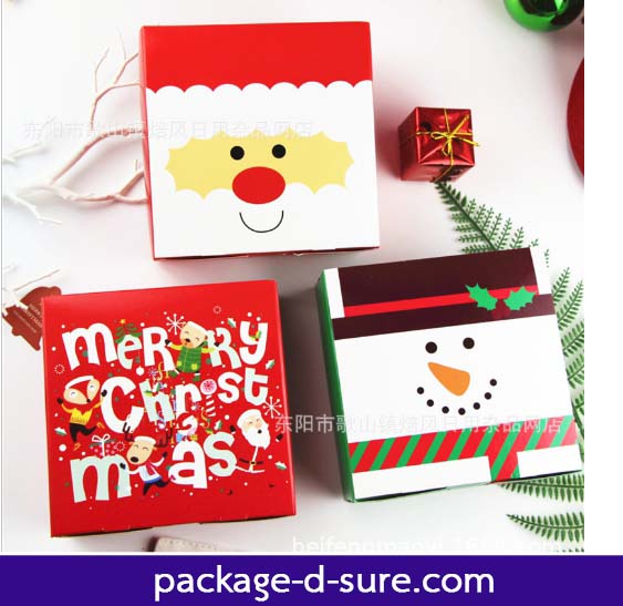 โปรโมชั่น//กล่องสี่เหลี่ยมจัตุรัส เปิดบน 15x15x5 กล่องเขียว Merry Christmas
