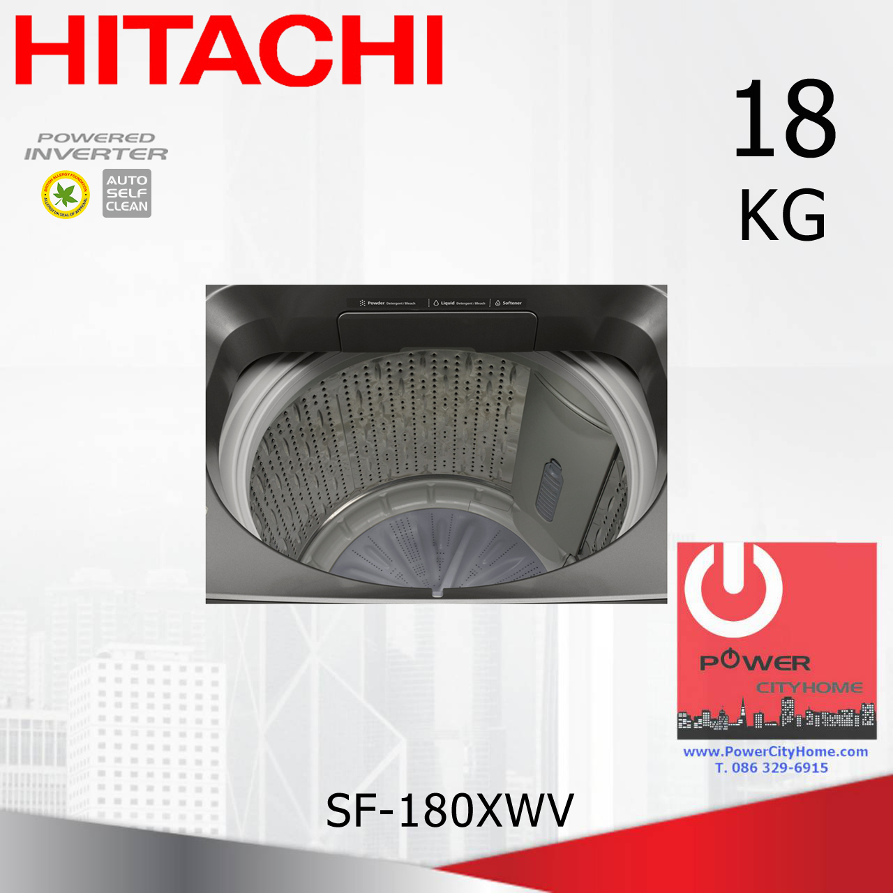 เครื่องซักผ้า Hitachi Ultra Stream Wash 1 ถัง 18 กก. รุ่น SF-180XWV