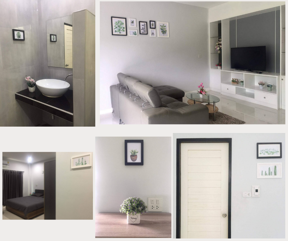 ชุดกรอบรูปติดผนัง I Love Tree กรอบรูปไม้สีขาวดำ12 ชิ้น พร้อมภาพตามแบบและวัสดุติดตั้ง