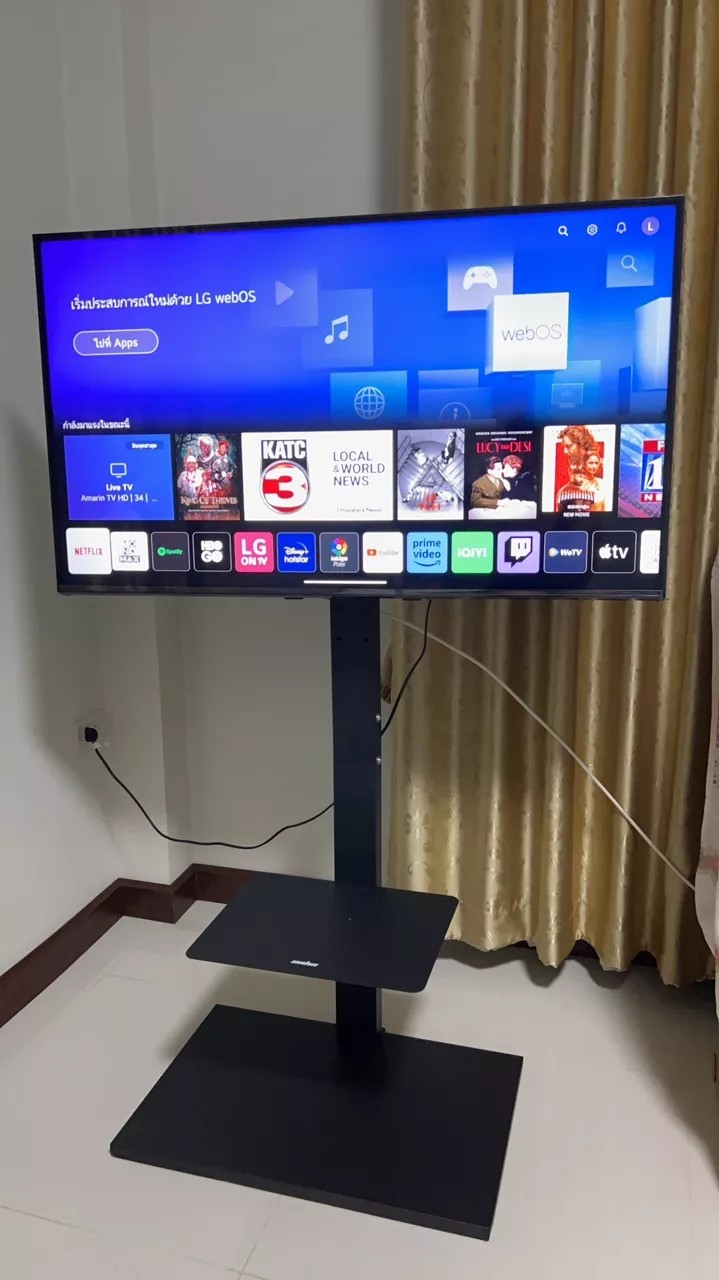 ขาแขวนทีวีตั้งพื้น รองรับ 32-65 ชั้นวางทีวีแบบหมุนได้พร้อมชั้นวางส่วนประกอบสื่อสำหรับ 37 43 47 50 55 60 65 นิ้ว ประกอบใช้งานได้เองง่ายๆ!!!