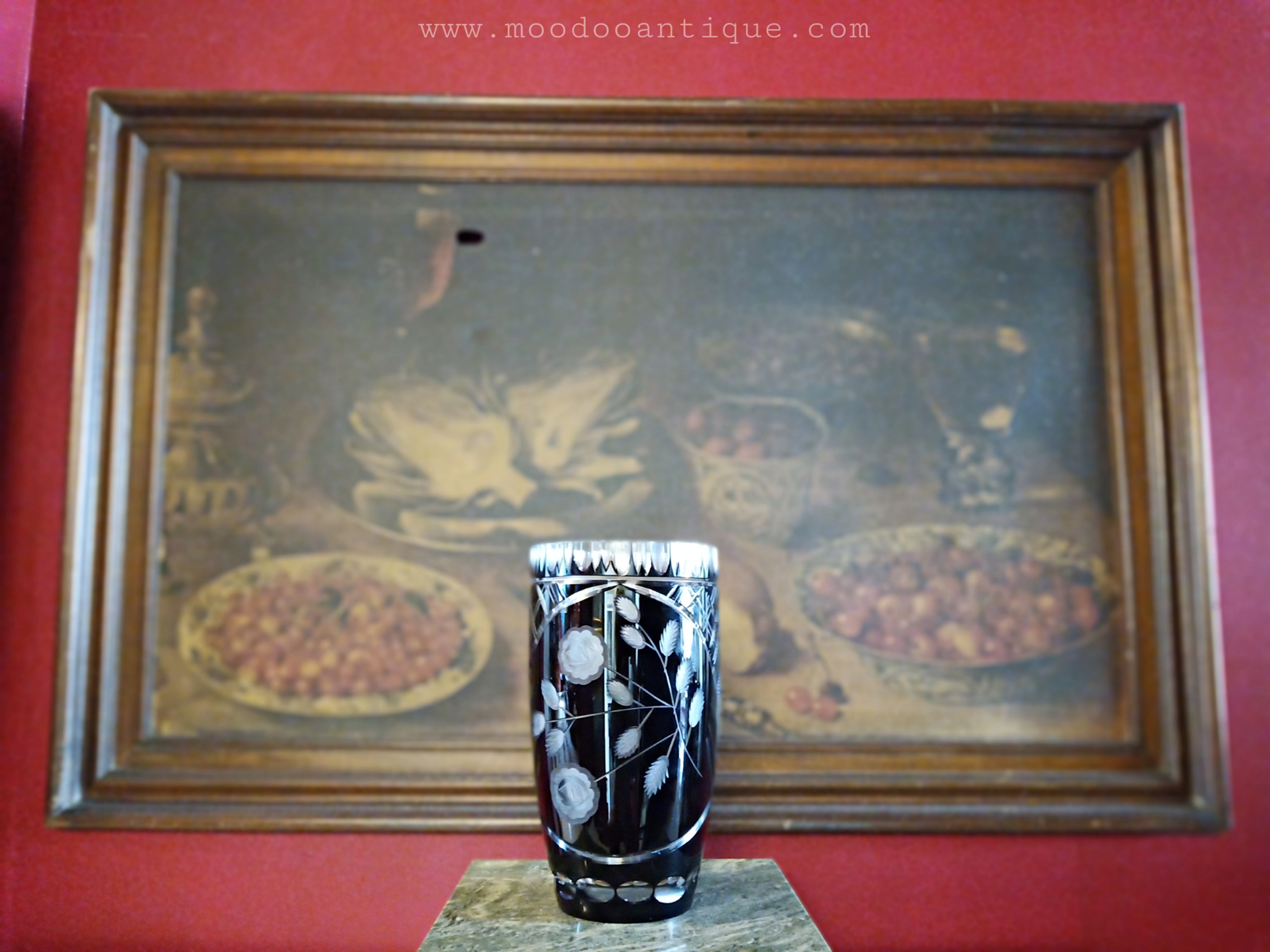 Black Bohemian handcut vase