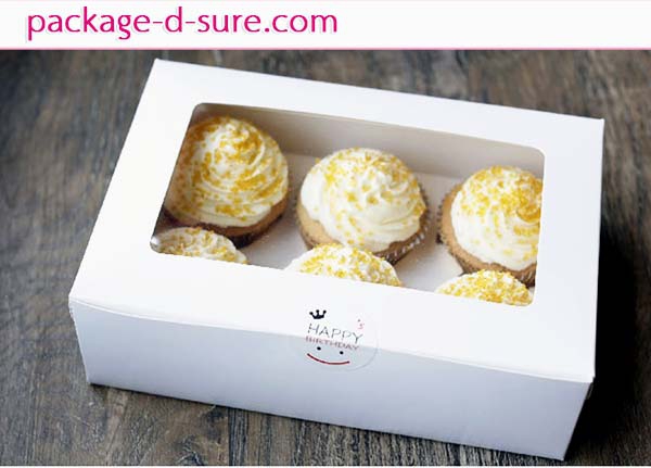 กล่องคัพเค้ก 6 ชิ้น สี่เหลี่ยมผืนผ้า 17x26x7.5 สีขาว