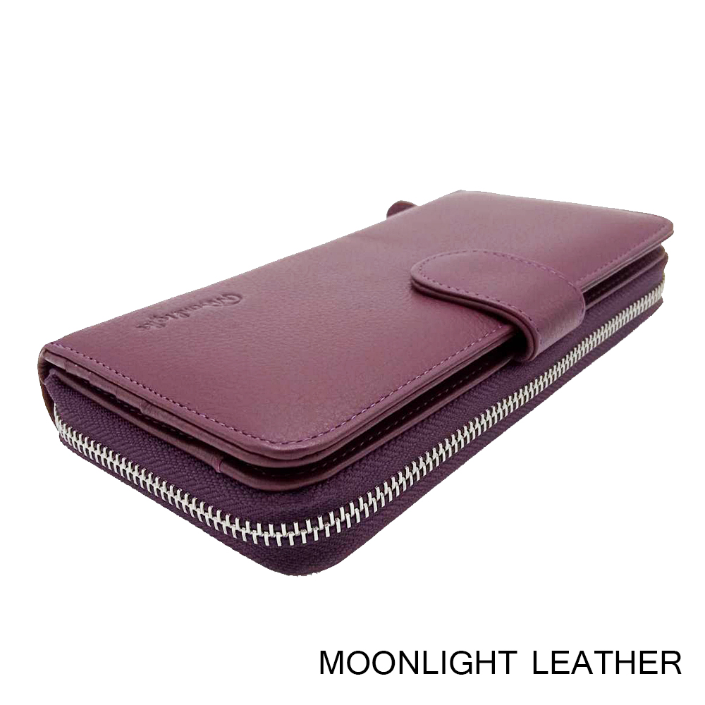 กระเป๋าสตางค์ผู้หญิง ใบยาวสวยงาม สีม่วง ทำจากหนังวัวแท้แสนนุ่ม ทนทาน โดนน้ำได้ ไม่ลอกร่อน พร้อมกล่องแบรนด์แท้