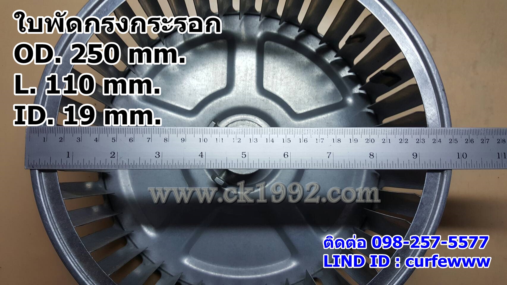 ใบพัดกรงกระรอก ขนาด 250*110*19 mm.