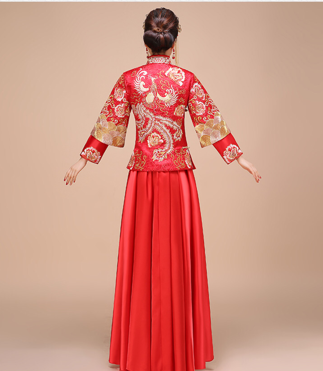 ชุดเจ้าสาวสีแดง รหัส WED#5# 143 สินค้าพร้อมส่ง