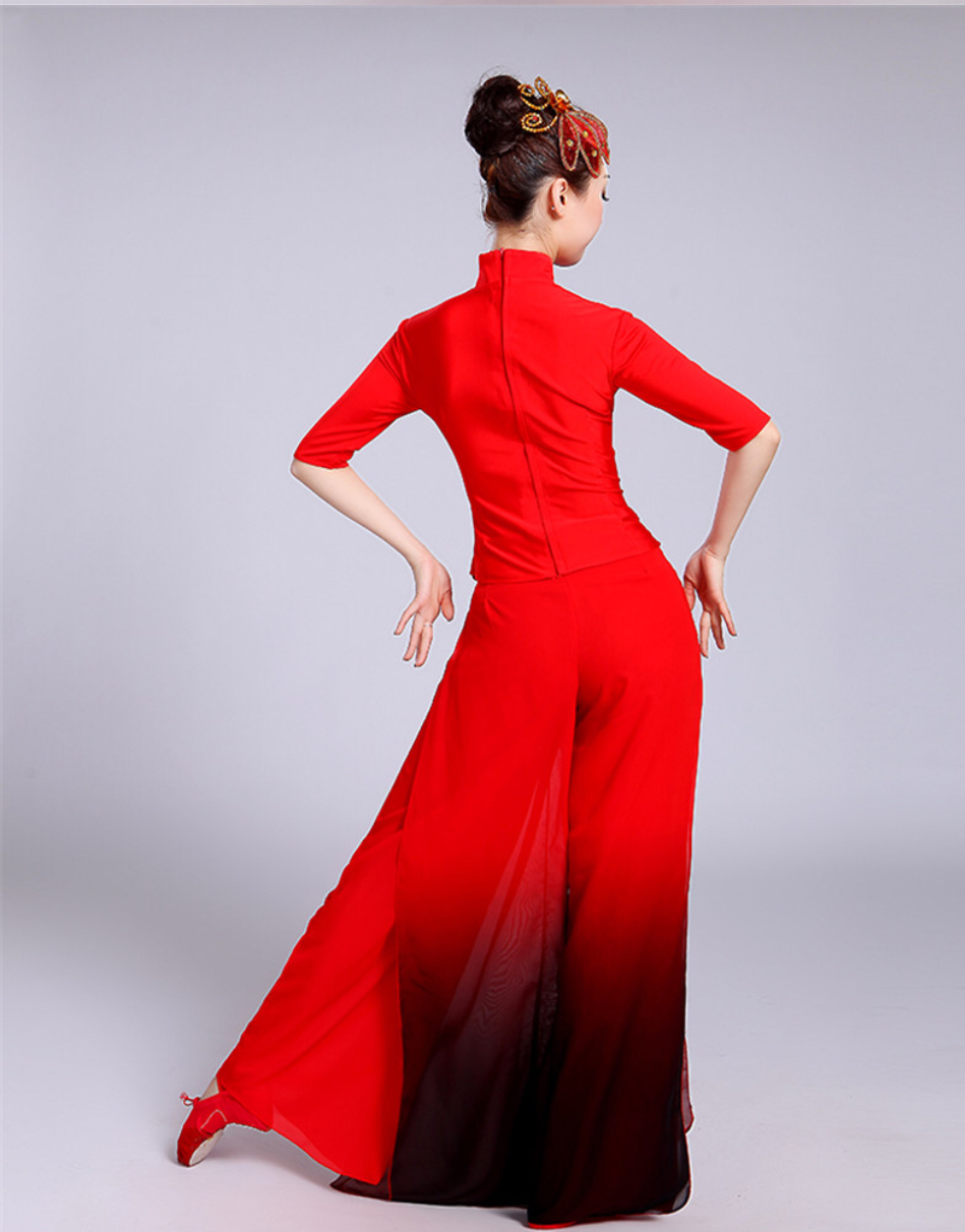 ชุดเต้น สีแดง ดำ ผ้ายืด รหัส BA 84 ,สินค้าพร้อมส่ง