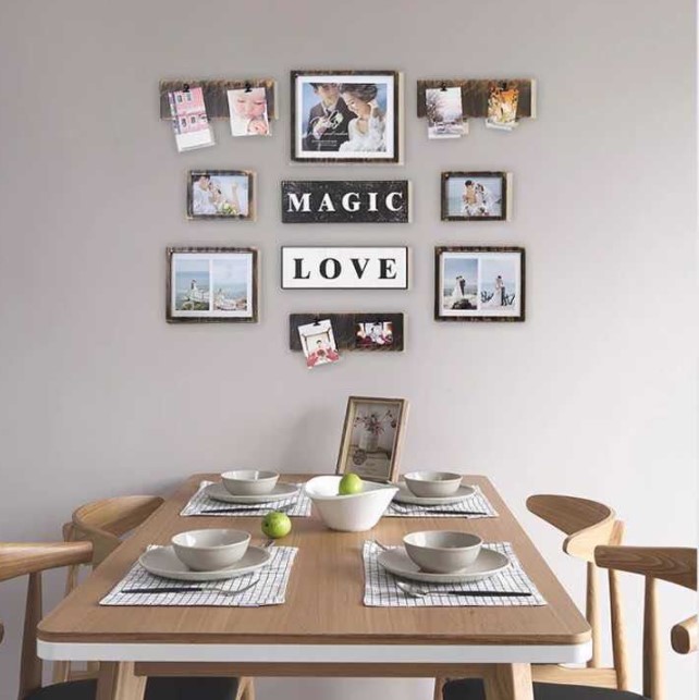 ชุดกรอบรูปติดผนัง Magic Love กรอบรูป 5 ชิ้น + ป้ายหนีบรูป + ป้ายตกแต่ง พร้อมวัสดุติดตั้ง