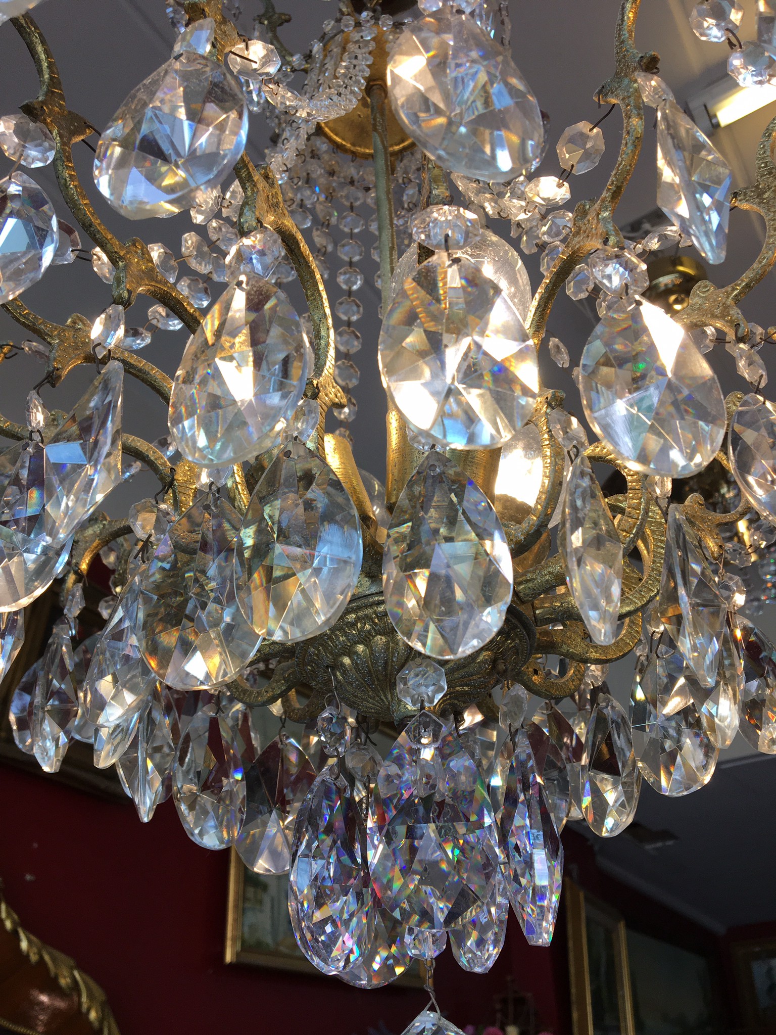 French Brass crystals chandelier 4 lights แชนเดอเรียง ฝรั่งเศส คริสตัลอิยิปต์ Asfour