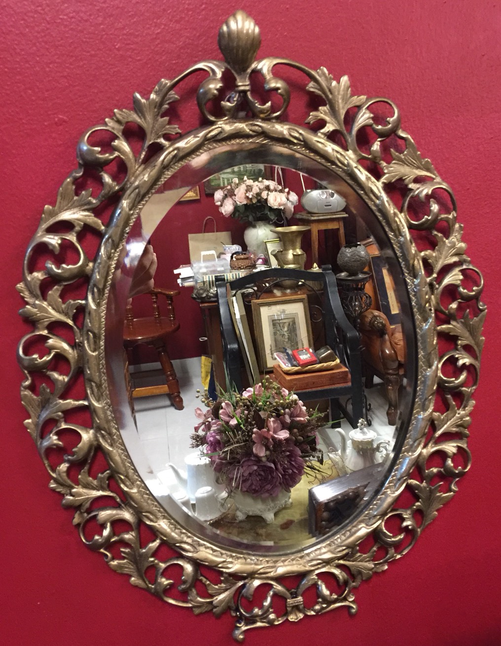 French Brass oval mirror. (X. ขายแล้วค่ะ )