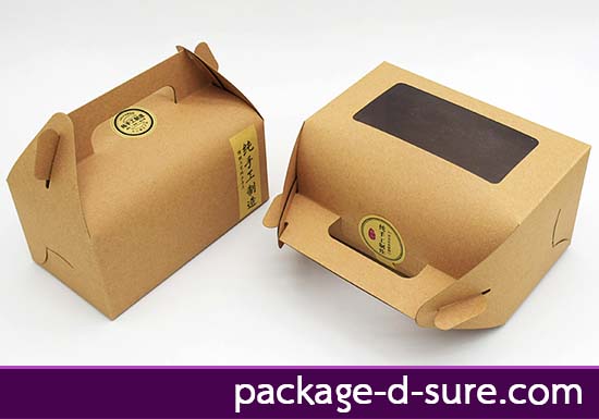 กล่องหูหิ้ว ไซส์ใหญ่ เจาะหน้าต่างสี่เหลี่ยมใส 17.5x9.5x9.7 กระดาษคราฟ