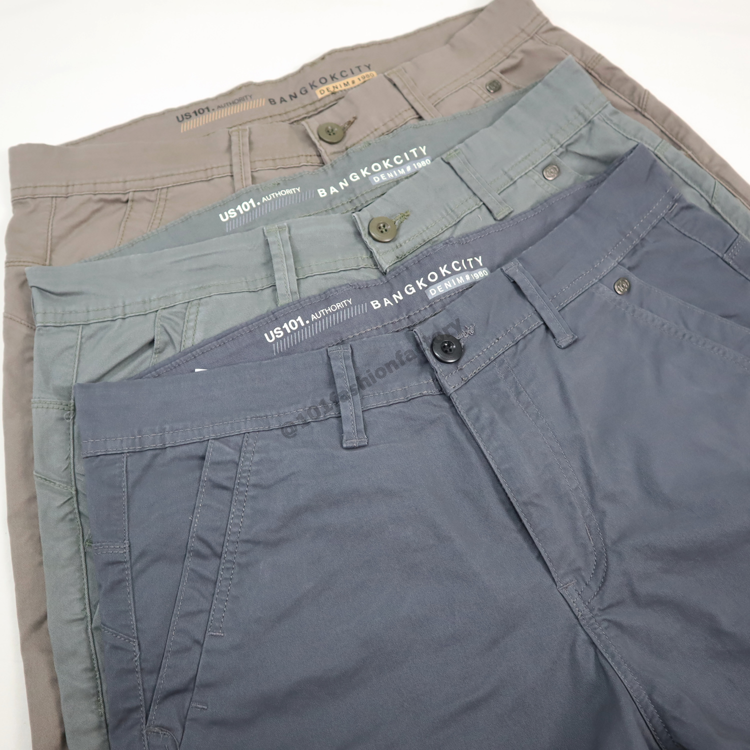 กางเกงขาสั้น 3 ส่วนพับขา NO.702/3 ดีไซน์แฟชั่น ใส่ได้ทุกวัน สีเทาเขียว | US101