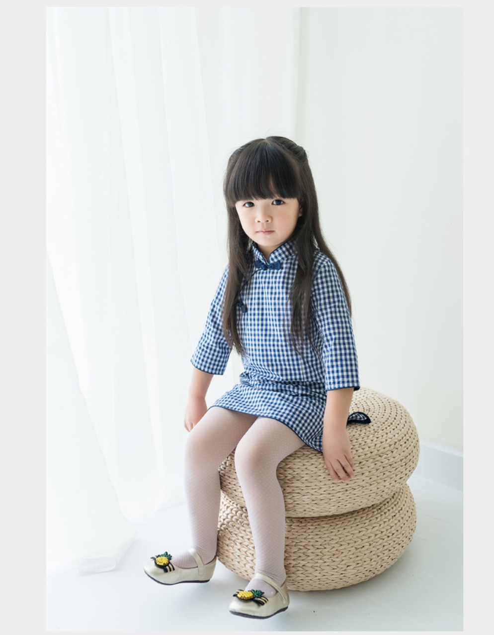 เดรสลายสก๊อตสีน้ำเงิน ผ้าฝ้าย รหัส SC 67 สินค้าพร้อมส่ง