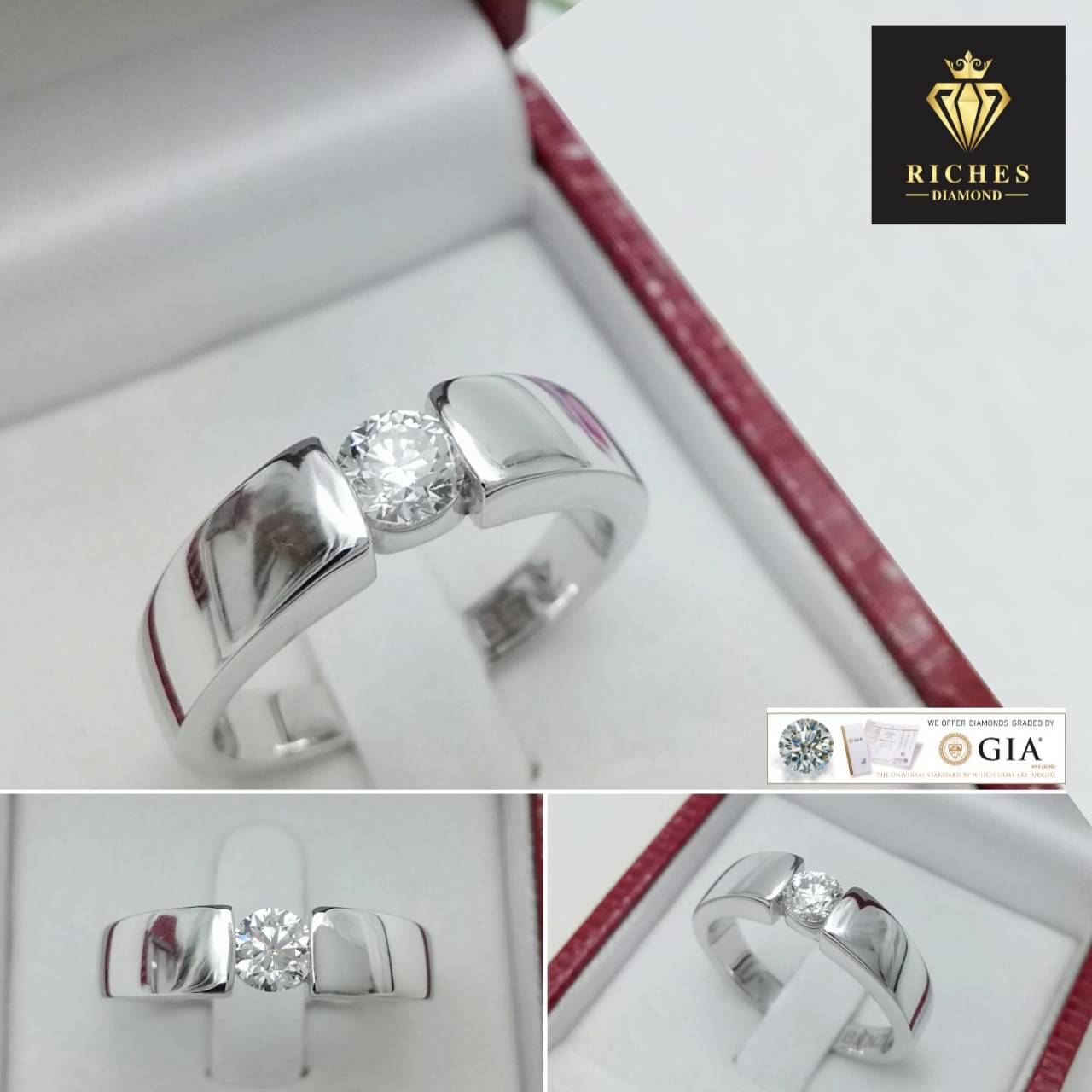 แหวนผู้ชายเพชรแท้ GIA 0.40 cts