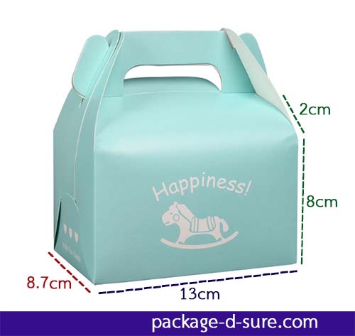 กล่องหูหิ้ว ลายม้าไม้ Happiness สีชมพูโอรส 13x8.7x8