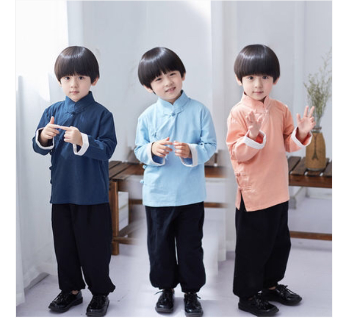 ชุดจีนเด็กชาย สีฟ้า ผ้าฝ้าย รหัส BBB65 สินค้าพร้อมส่ง