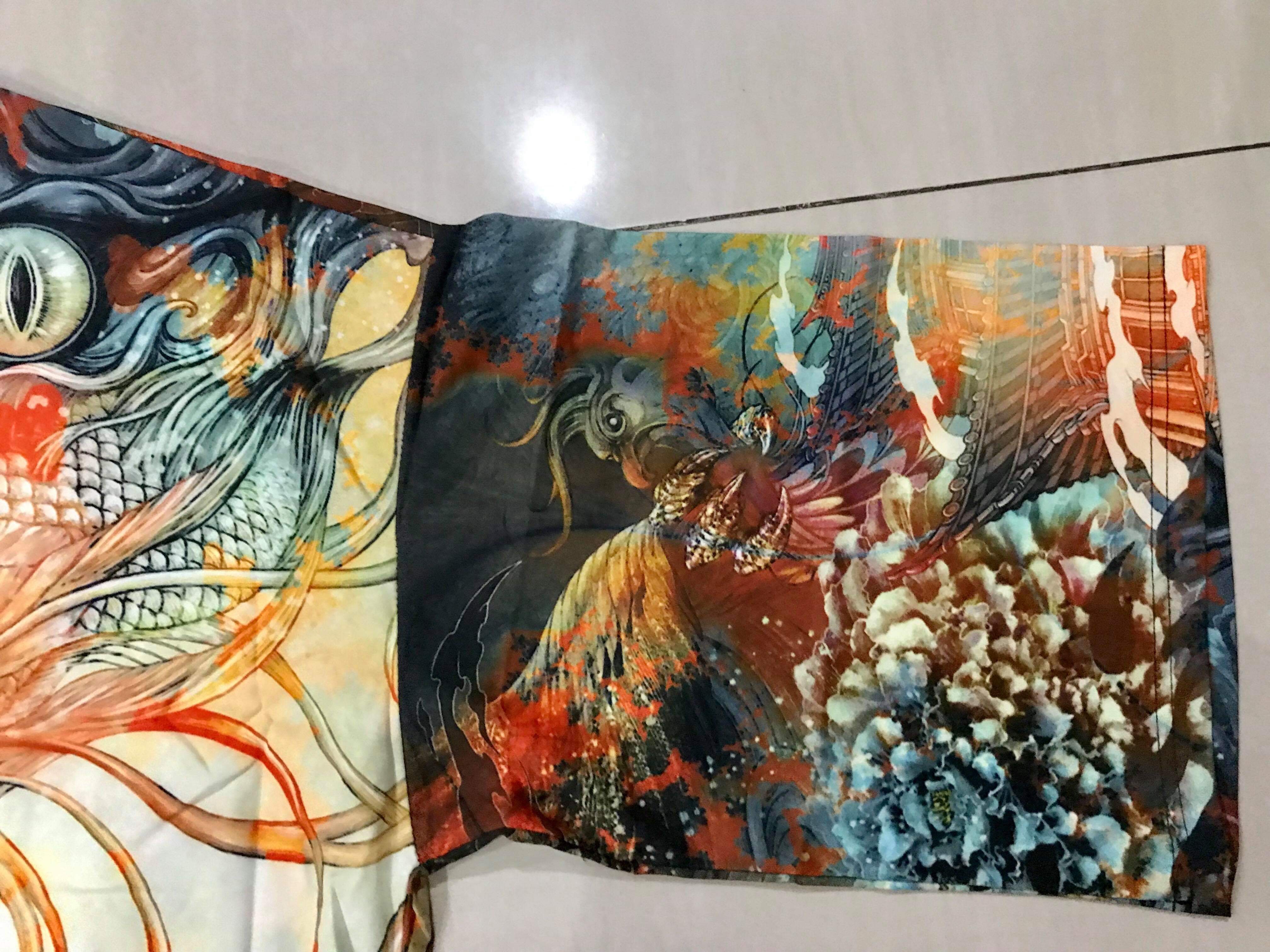 เสื้อแจ๊กเก็ต ผ้าลินิน ลายมังกรสีทอง รหัส OHT 60