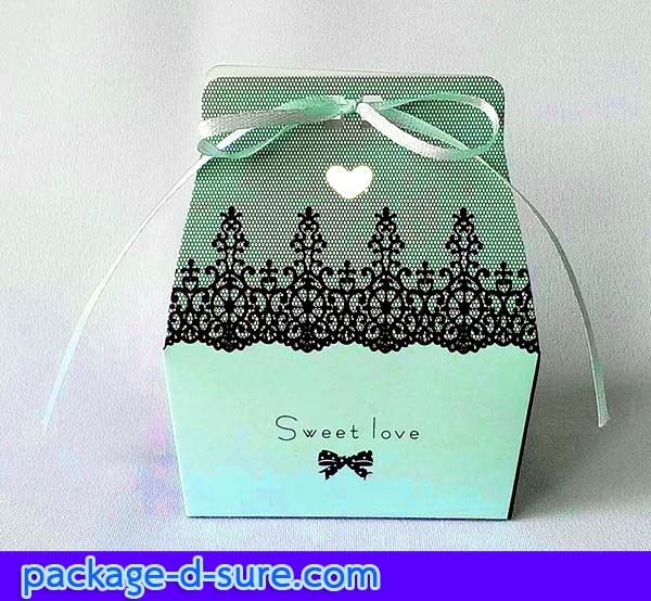 กล่องใส่ของชำร่วย ผูกโบว์ด้านหน้า 4.5x7x4.2 ลาย sweet love