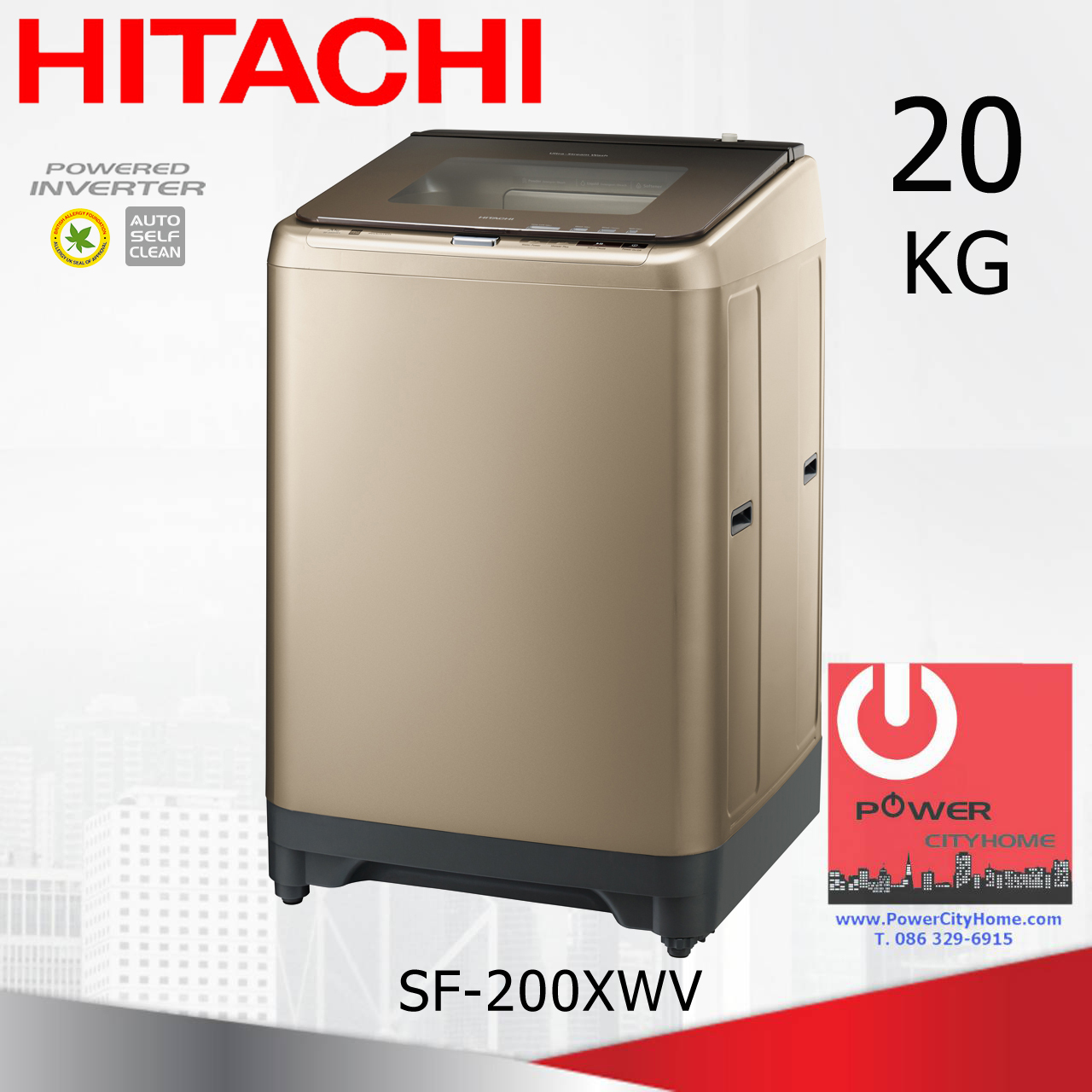 เครื่องซักผ้า Hitachi Ultra Stream Wash 1 ถัง 20 กก. รุ่น SF-200XWV
