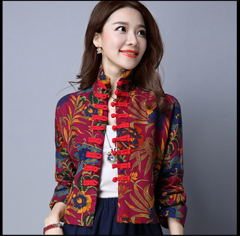 เสื้อ ผ้าฝ้ายสีแดงลายกุหลาบ . รหัส RI 58 สินค้าพร้อมส่ง ผ้าไม่หนา. ใส่สบาย