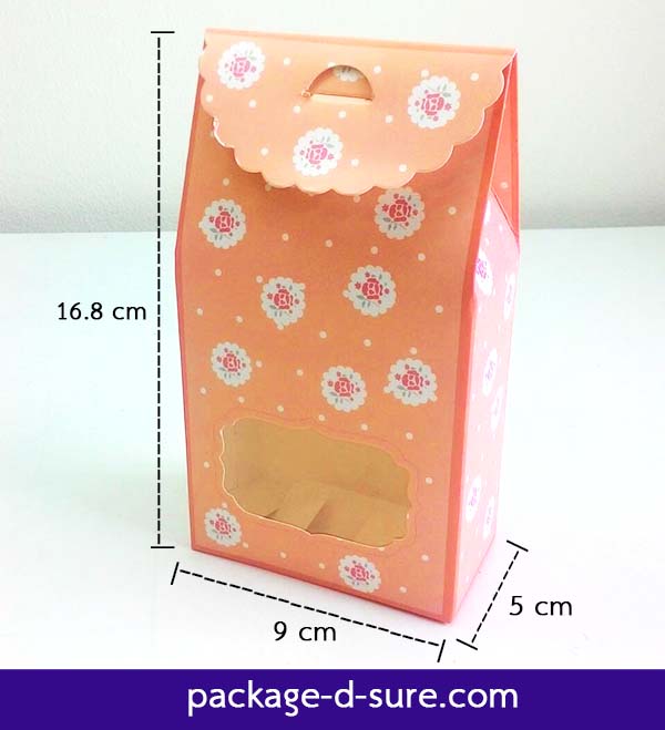 กล่องทรงสูง เจาะหน้าต่าง เปิดบน 9x5x16.8 ลายดอกไม้ พื้นเทา