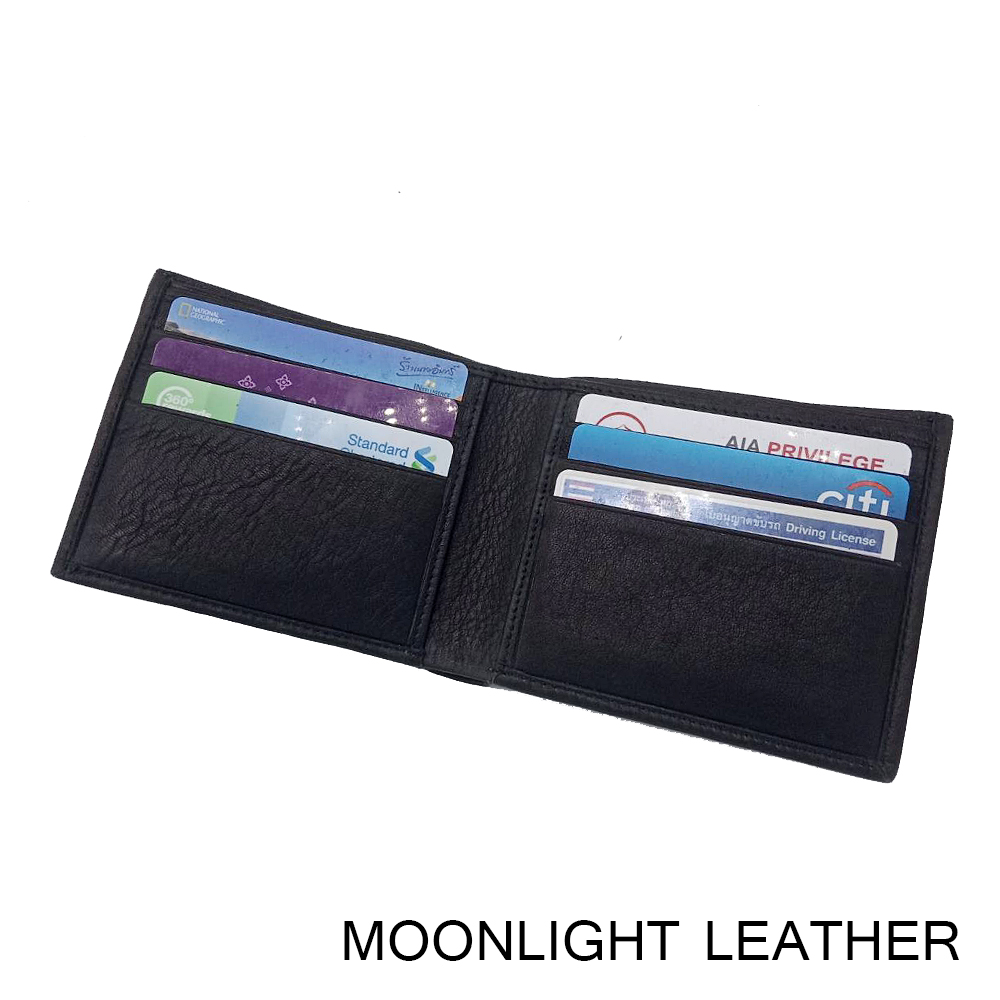 กระเป๋าสตางค์หนังวัวแท้ สำหรับผู้ชาย แบรนด์ Moonlight รุ่น Calf สีดำ สวย ทน เบาบาง นิ่มมาก พร้อมกล่องเป็นของขวัญได้