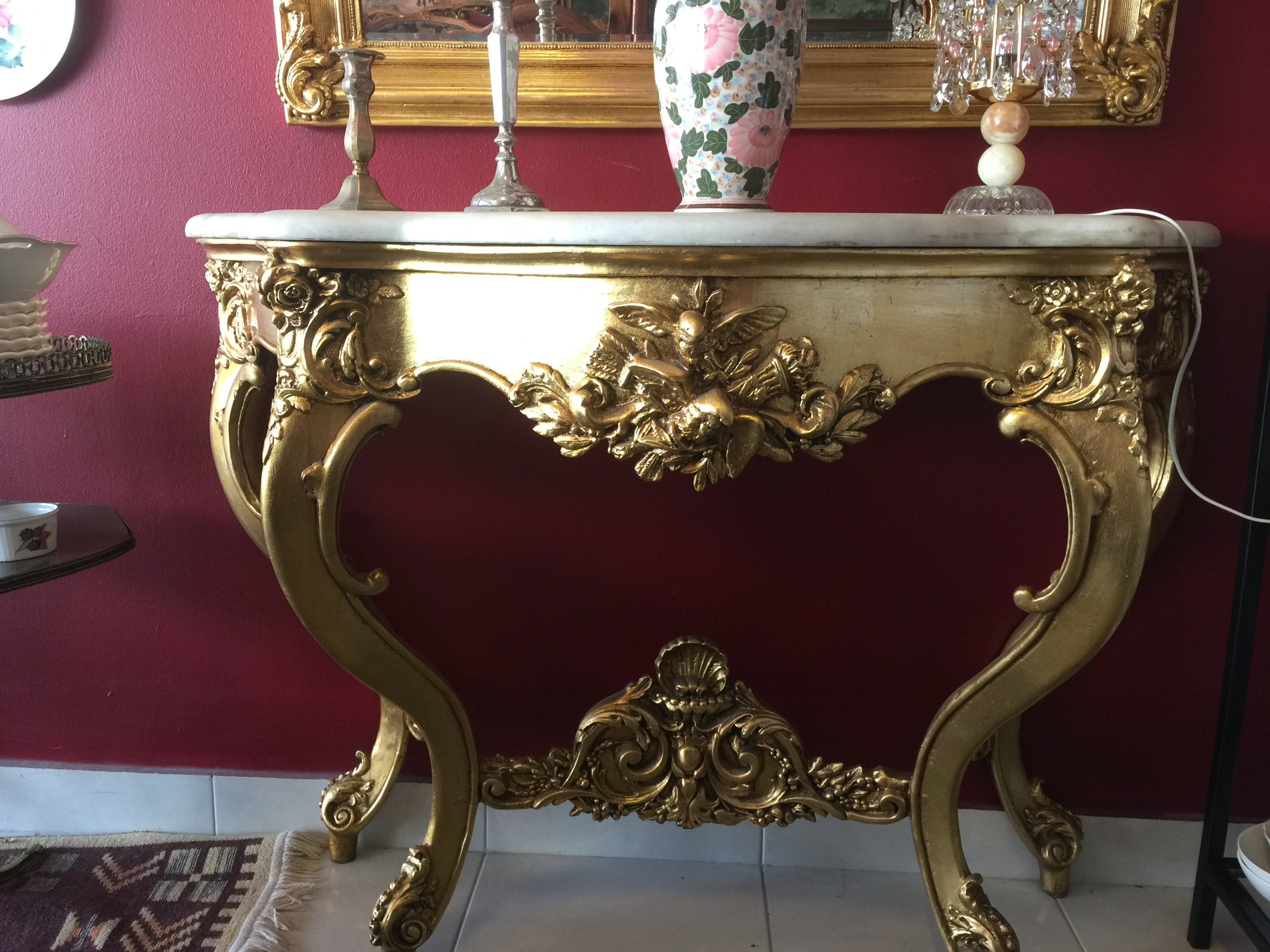 Console ไม้แกะสลักสีทองงานฝรั่งเศส