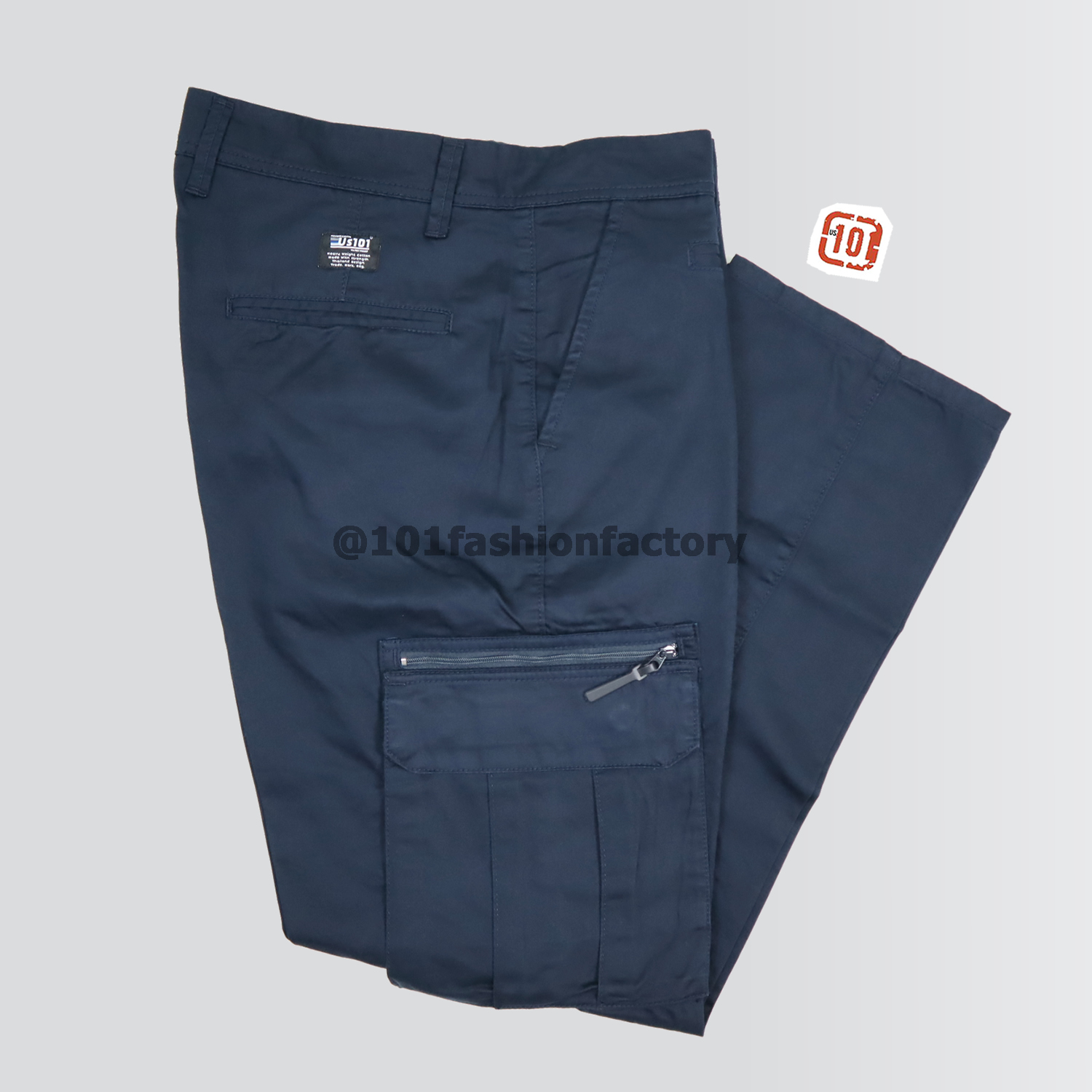 กางเกงคาร์โก้กระเป๋าข้าง NO.707/9 ขาตรงทรงหลวมกระบอกธรรมดา สีกรม | 101FashionFactory