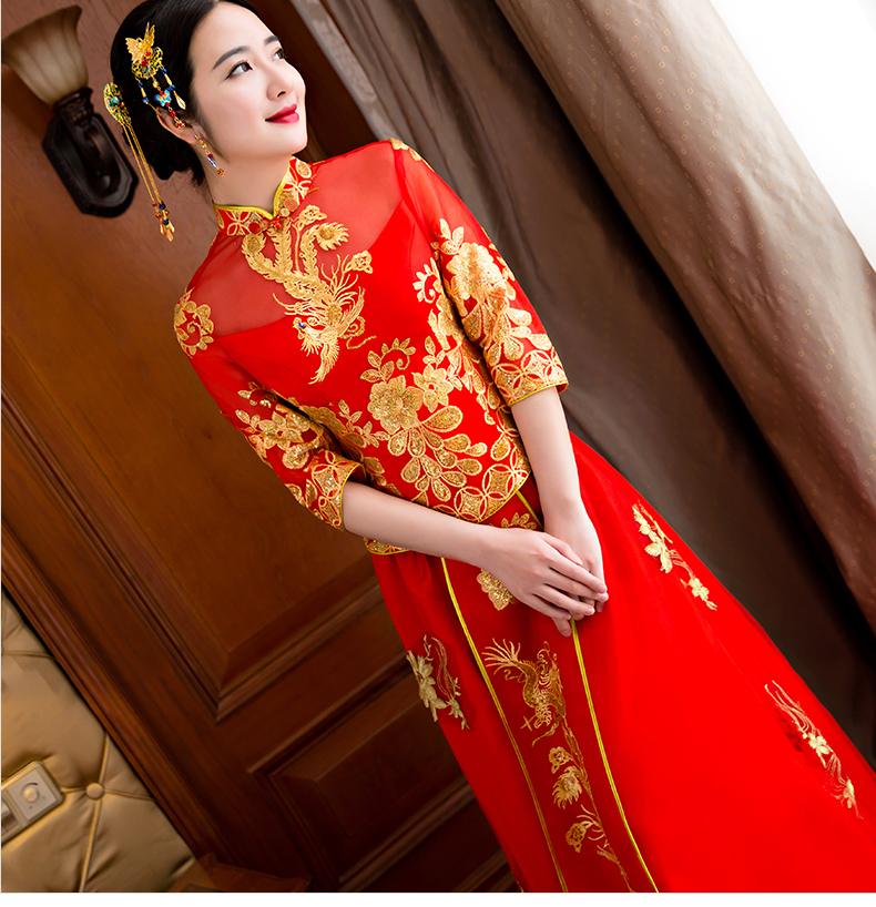 ชุดเจ้าสาวสีแดง รหัส WED#1# 165 สินค้าพร้อมส่ง