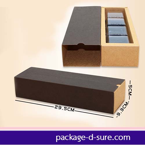 กล่องคราฟทรงยาว ไซส์ใหญ่ แบบสวมน้ำตาลเข้ม 29.5x9+5.2