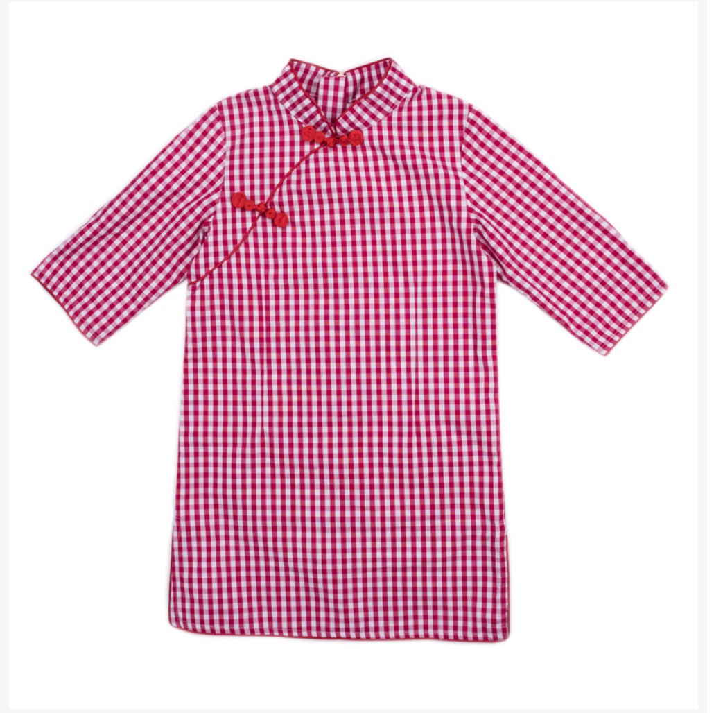 เดรสลายสก๊อตสีแดง. ผ้าฝ้าย รหัส SC 67 สินค้าพร้อมส่ง