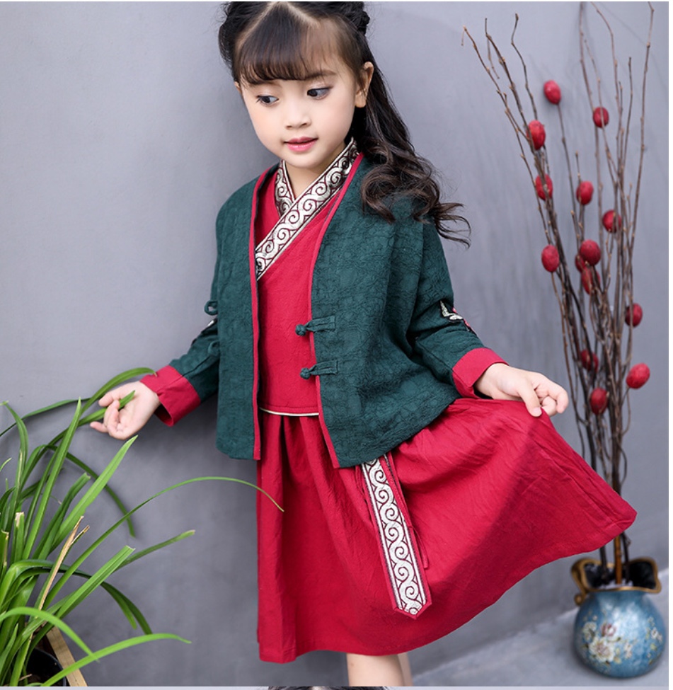 เสื้อคลุมสาวน้อย ผ้าฝ้าย สีเขียวรหัส DG 58 สินค้าพร้อมส่ง