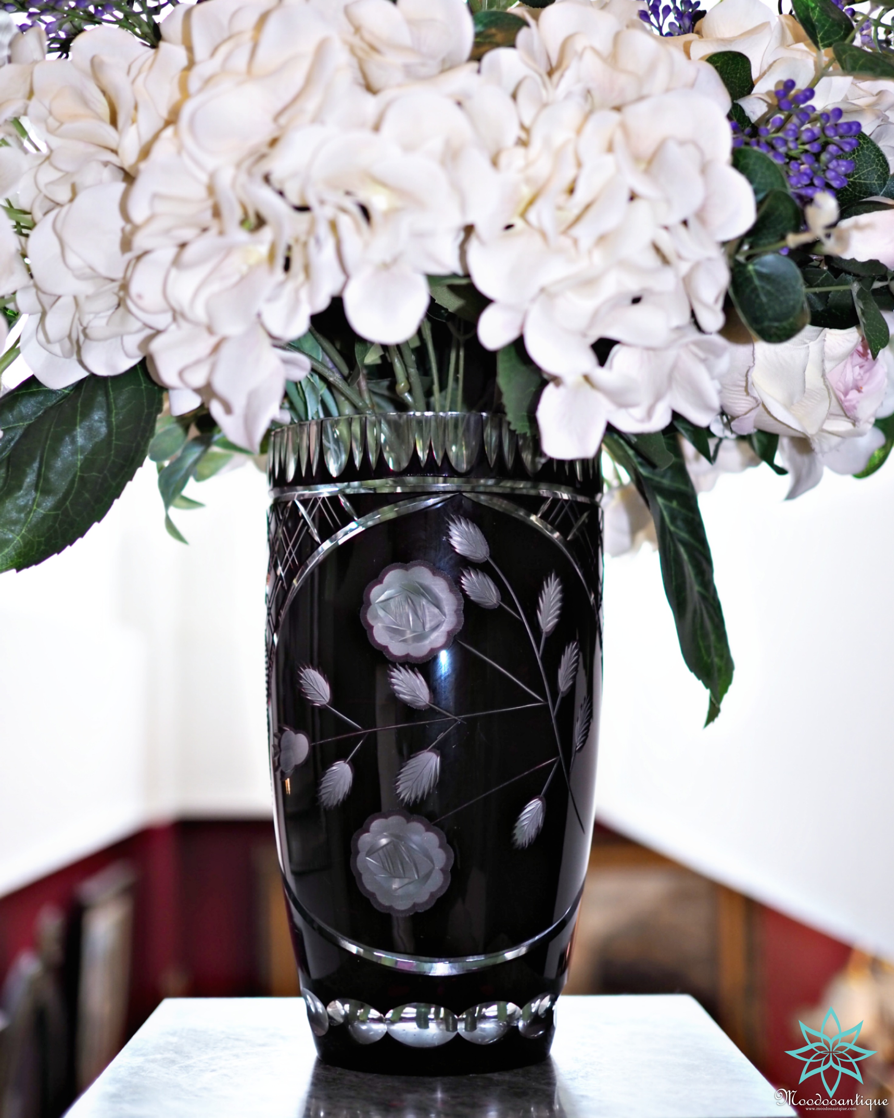 Black Bohemian handcut vase