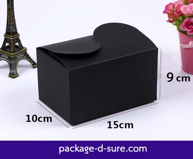 กล่องสี่เหลี่ยม ทรงสูง พับบนสองข้าง 10.5x15x9 สีดำ ไม่มัน