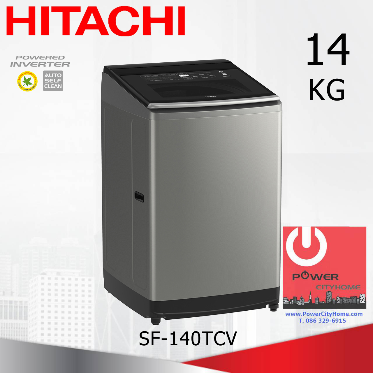 เครื่องซักผ้า Hitachi Dual Jet 1 ถัง 14 กก. รุ่น SF-140TCV