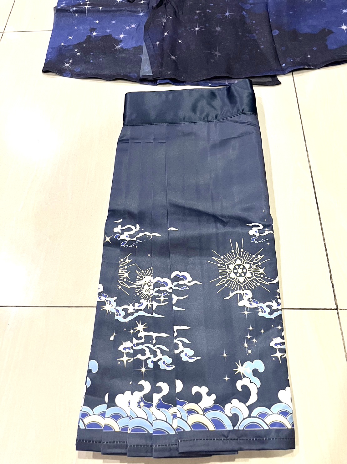 Set กระโปรงหม่าเมี่ยนสั้น+เสื้อคลุมสีน้ำเงิน รหัส S03