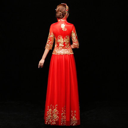 ชุดเจ้าสาวสีแดง รหัส WED#2# 159 สินค้าพร้อมส่ง