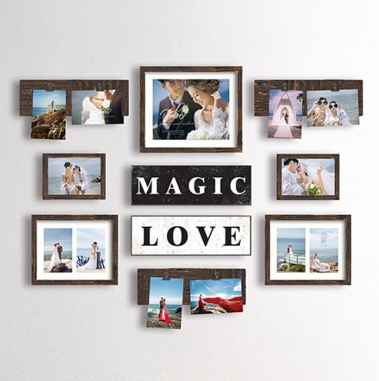 ชุดกรอบรูปติดผนัง Magic Love กรอบรูป 5 ชิ้น + ป้ายหนีบรูป + ป้ายตกแต่ง พร้อมวัสดุติดตั้ง