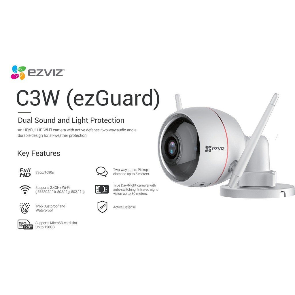 (พร้อมติดตั้ง)*** ติดภายนอกได้ กล้อง Ezviz 720 P C3W + เมม 32GB พร้อมดูผ่านมือถือ มีไมค์คุยโต้ตอบได้
