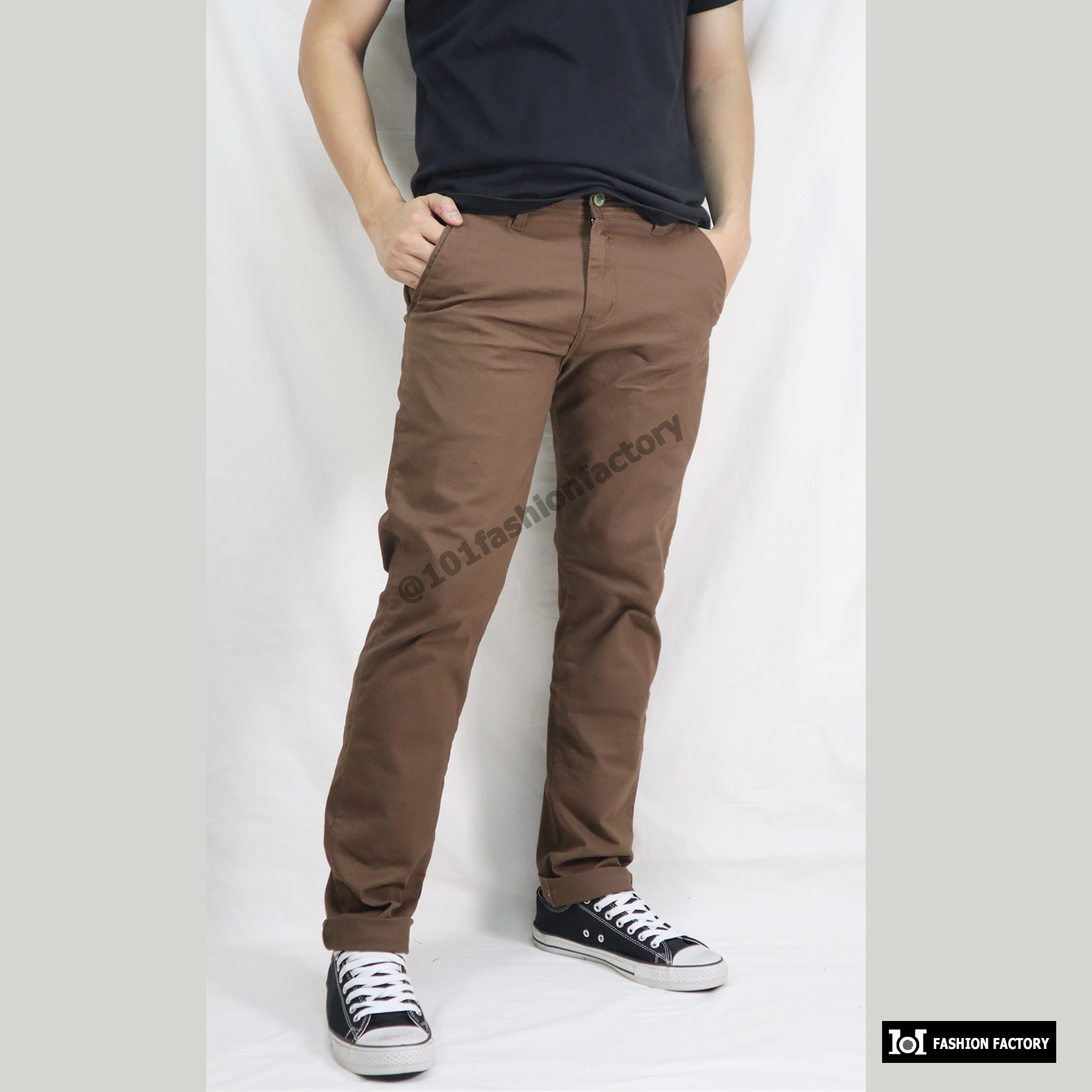 ขายาวชีโน่ No.646/10 กางเกงสวย ที่ไหนกับใครมั่นใจสุดๆ สีนำ้ตาล | US101