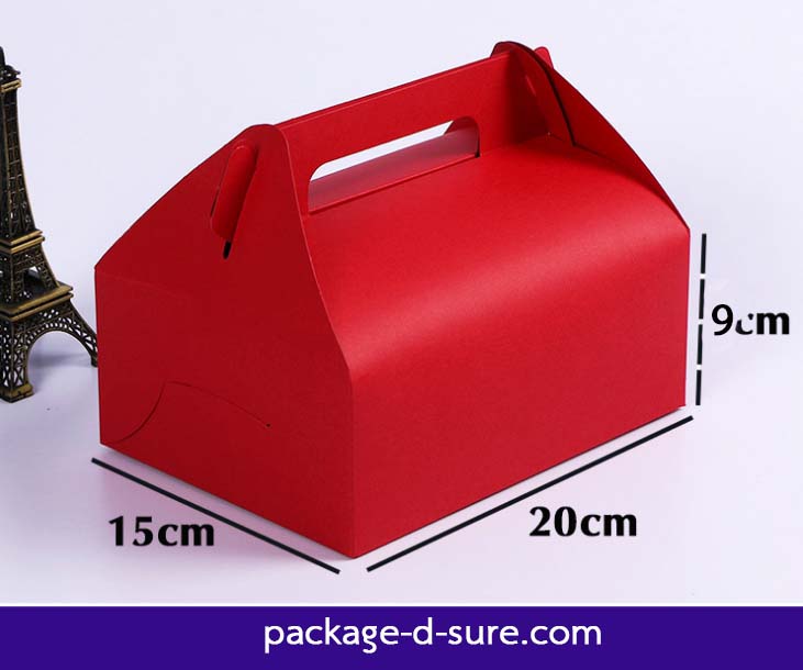กล่องหูหิ้ว ไซส์ใหญ่พิเศษ 15x20x9 กระดาษแดง ไม่มัน