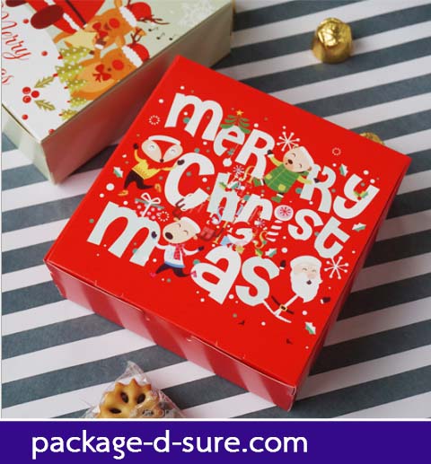 โปรโมชั่น//กล่องสี่เหลี่ยมจัตุรัส เปิดบน 15x15x5 กล่องแดง Merry Christmas