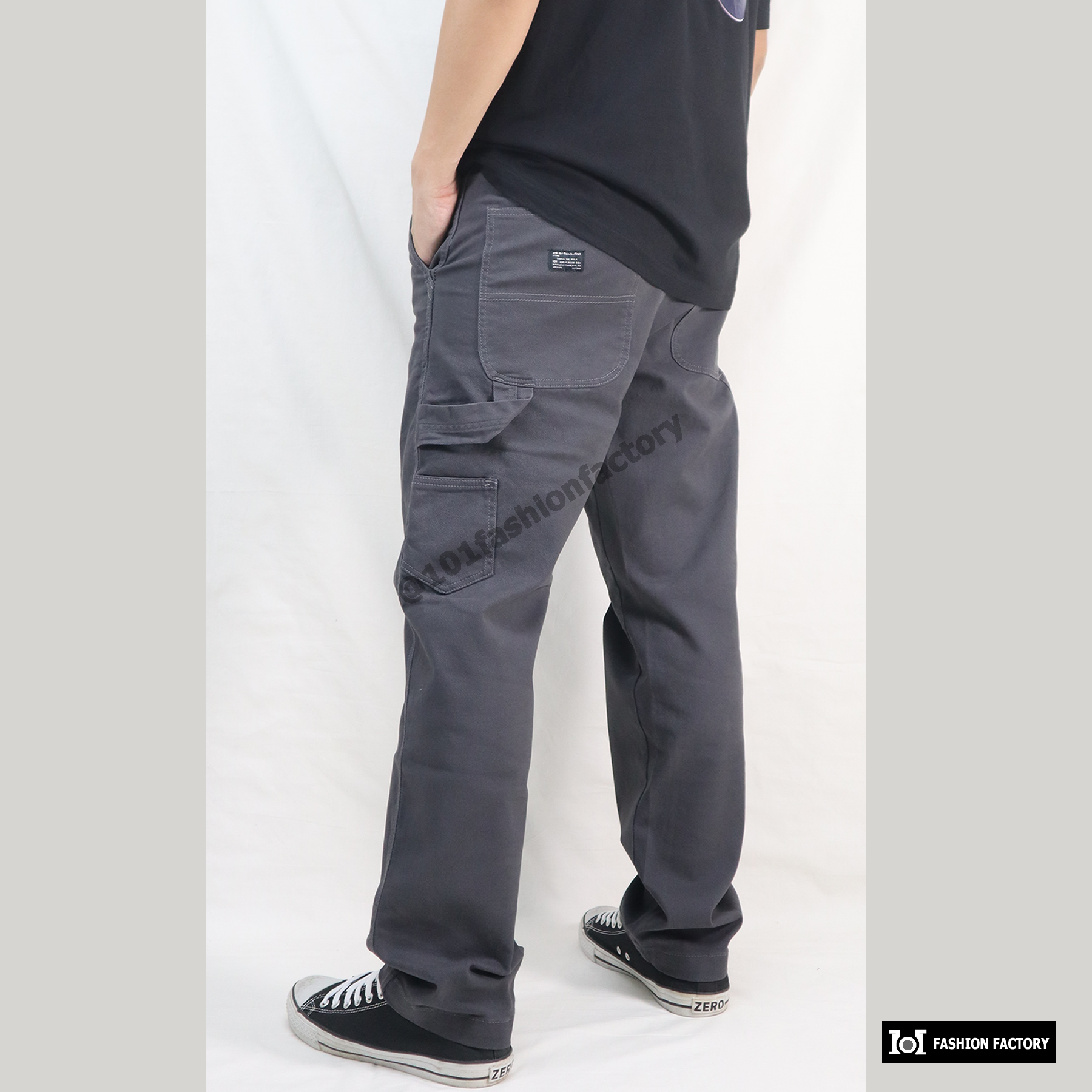 กางเกงเป๋าปืน No.647/4 ขายาวทรงหลวม ผ้ายืดสบาย โดดเด่น สีเทา | US101