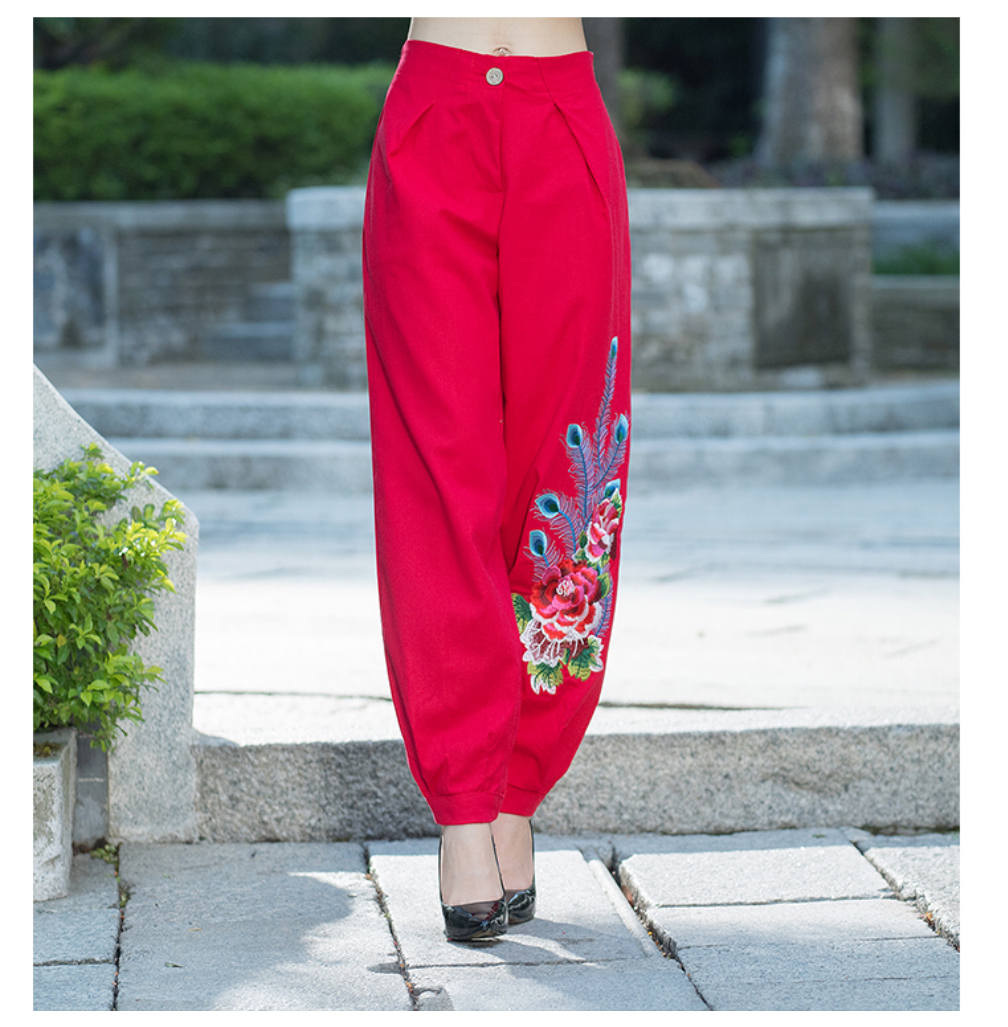 กางเกง ผ้าฝ้าย สีแดง รหัส X 52 สินค้าพร้อมส่ง