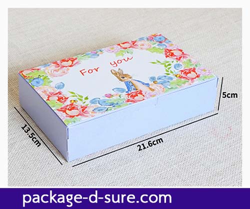 กล่องสี่เหลี่ยมผืนผ้า เปิดบน 21.6x13.5x5 สีม่วงอ่อน ลาย the rabbit for you