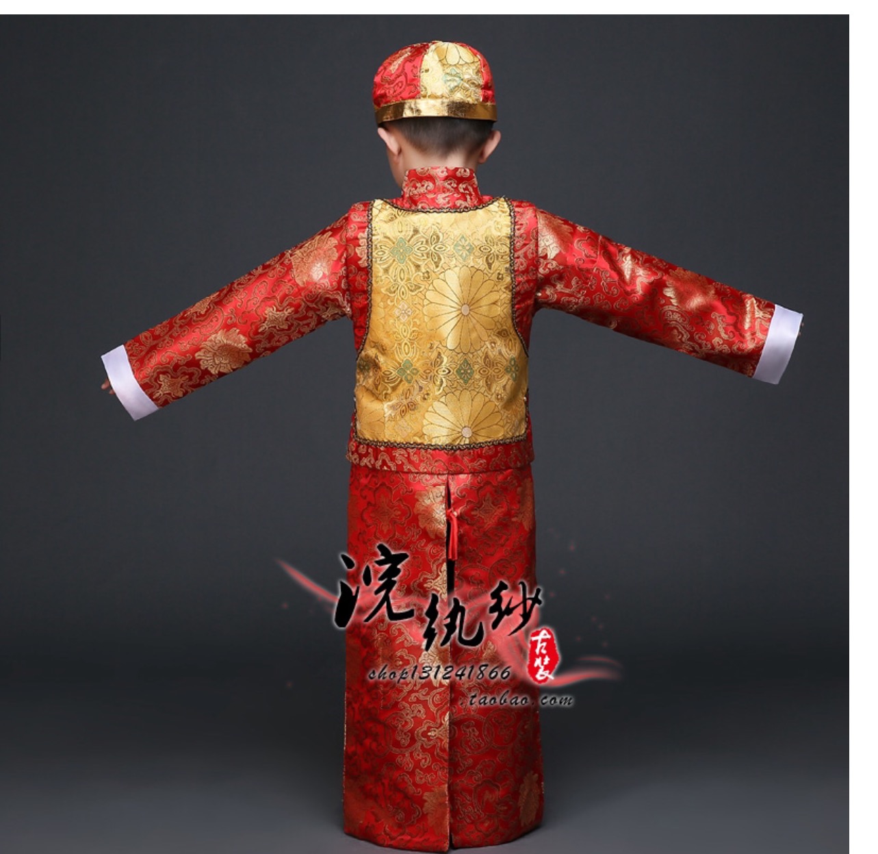 ชุดองค์ชายน้อย สีแดง+เสื้อกั๊กทอง รหัส PR 80