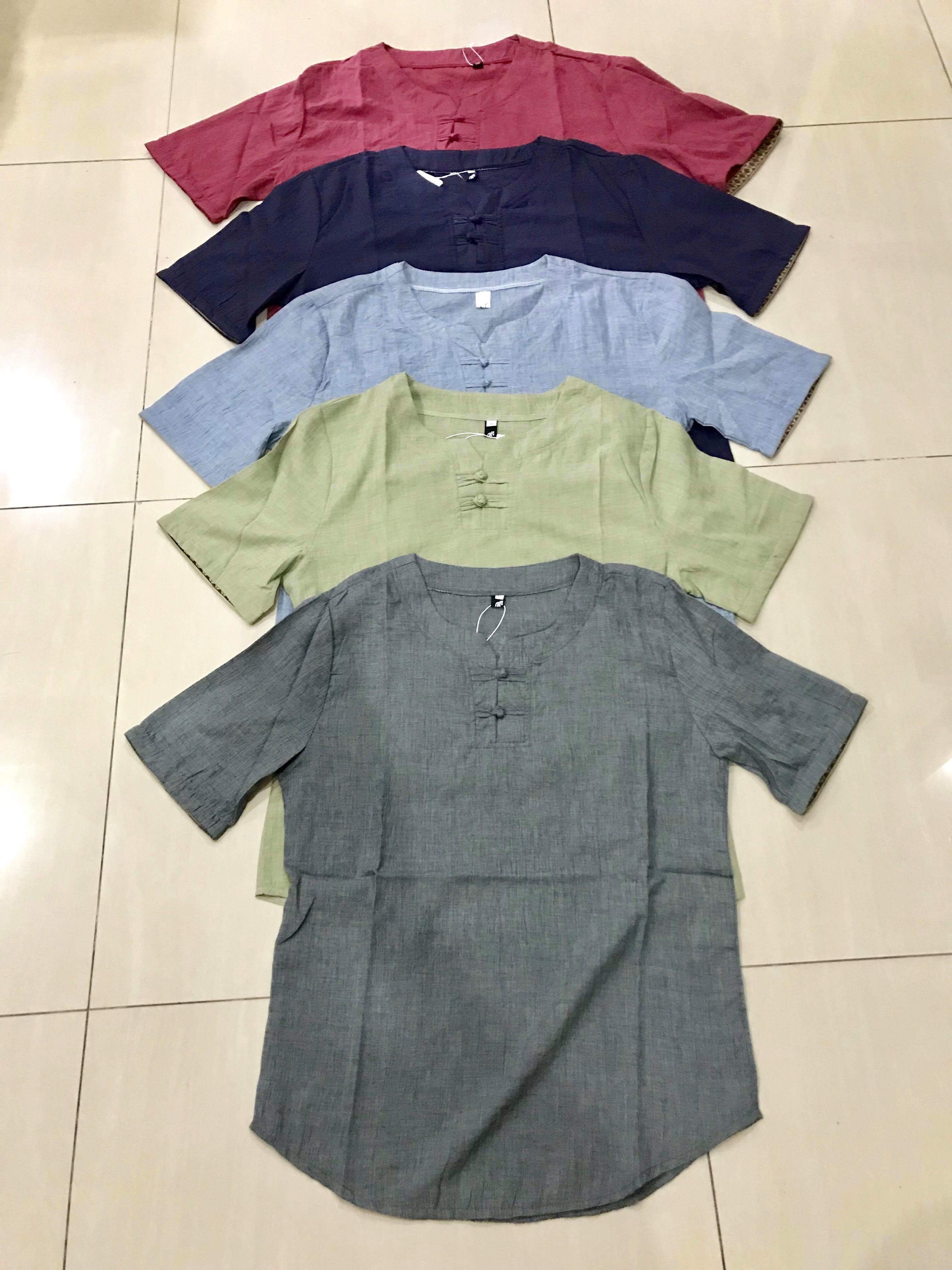 เสื้อจีนชาย ผ้าฝ้าย แขนสั้น สีฟ้า รหัส CT 32 สินค้าพร้อมส่ง ราคา 670 บาท