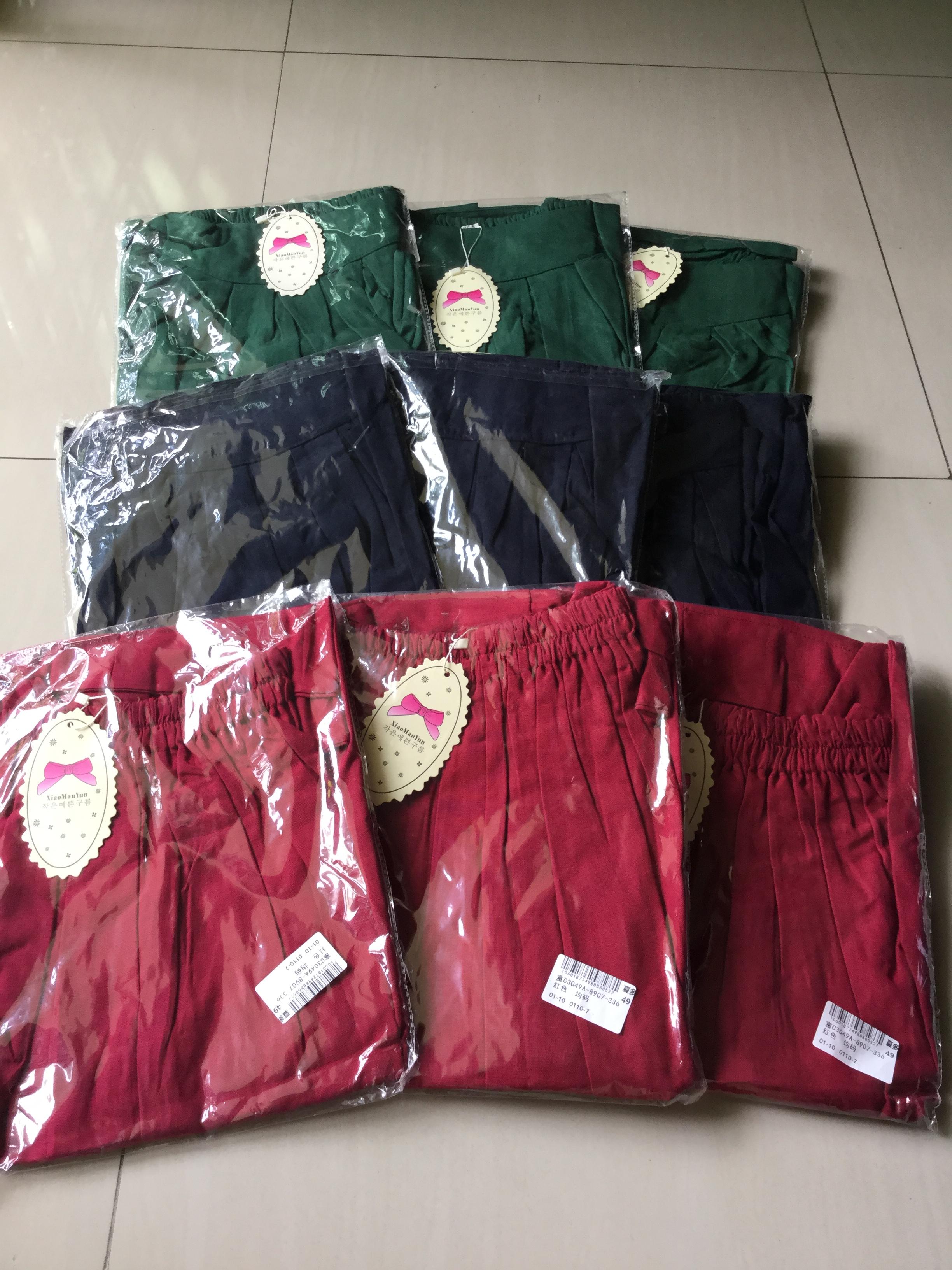 กระโปรงผ้าฝ้าย สีแดง / สีน้ำเงิน / สีเขียว รหัส H 38 สินค้าพร้อมส่ง