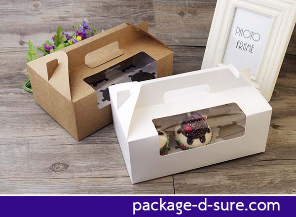 กล่องหูหิ้วคัพเค้ก 6 ชิ้น 15x23.5x9 สีขาว เนื้อด้าน